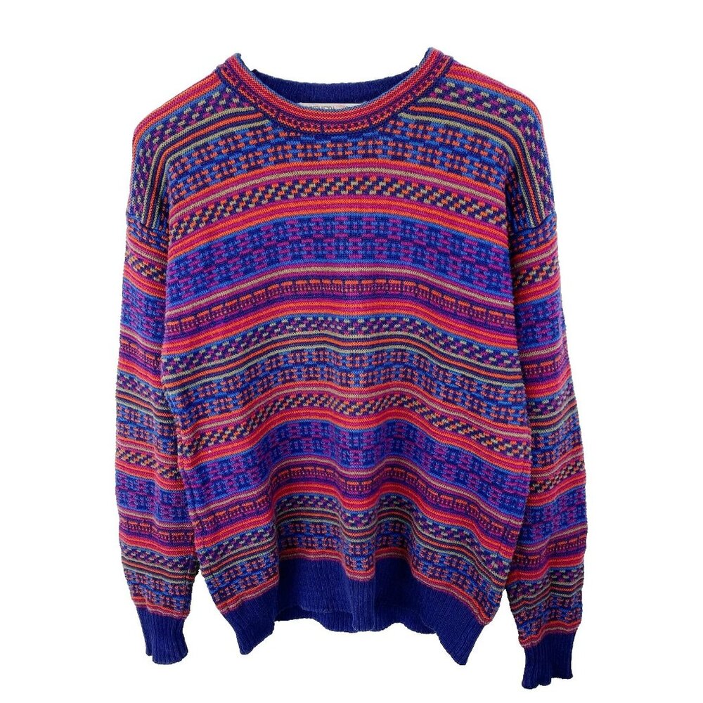 Vintage 90's Sweater Mens Medium Textured Knit Pullover Long Sleeve Dad Grandpa